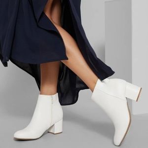 Faux Leather Zip-Up Ankle Block Booties